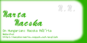 marta macska business card